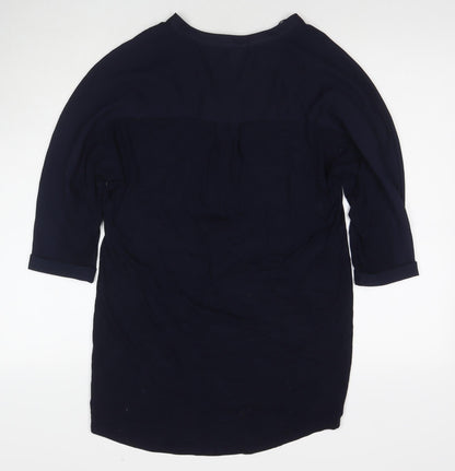 Phase Eight Womens Blue Viscose Jumper Dress Size 10 V-Neck Pullover