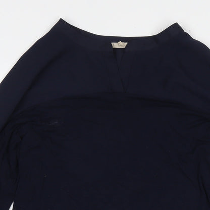 Phase Eight Womens Blue Viscose Jumper Dress Size 10 V-Neck Pullover