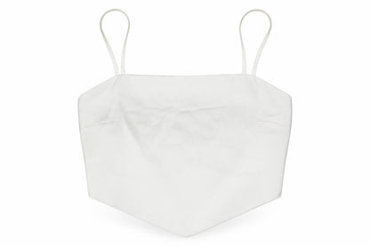 Stradivarius Womens White Polyester Cropped Tank Size L Square Neck