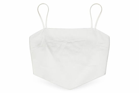 Stradivarius Womens White Polyester Cropped Tank Size L Square Neck
