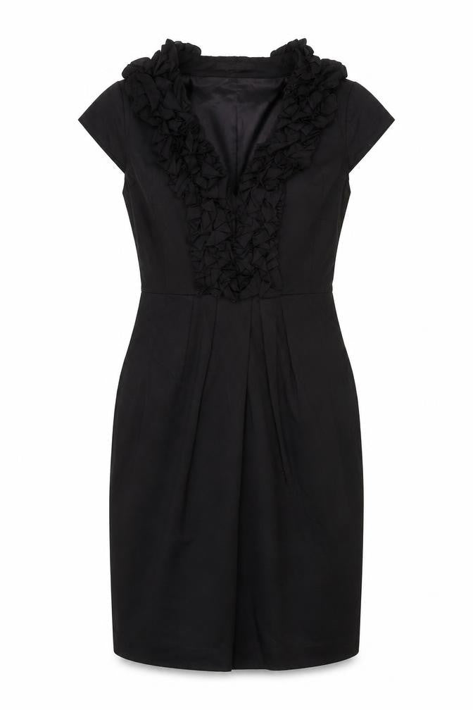 Coast Womens Black Cotton A-Line Size 12 V-Neck Zip