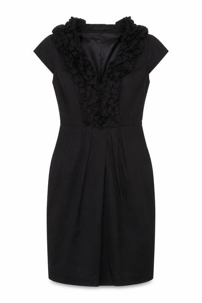 Coast Womens Black Cotton A-Line Size 12 V-Neck Zip