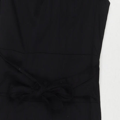 Coast Womens Black Cotton A-Line Size 12 V-Neck Zip