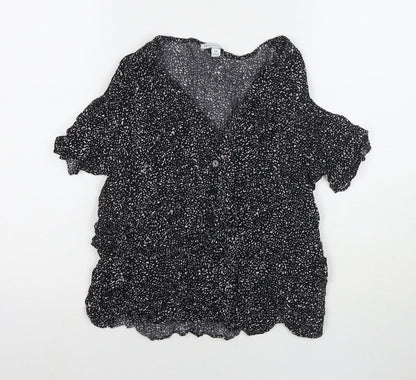 Womens UK Size 14 Warehouse Black Basic Blouse