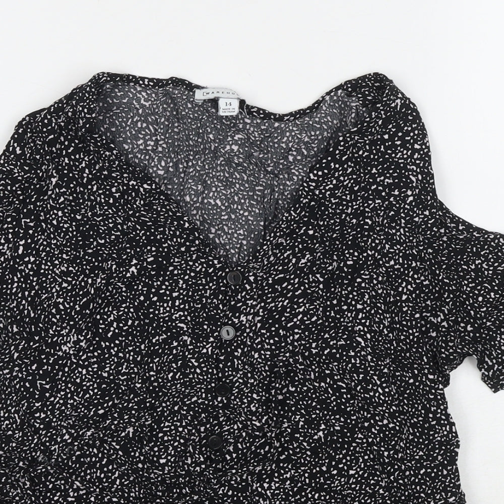 Womens UK Size 14 Warehouse Black Basic Blouse