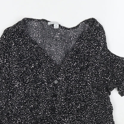 Womens UK Size 14 Warehouse Black Basic Blouse