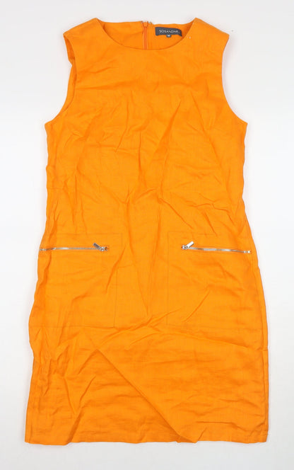 Sosander Womens Orange Polyester A-Line Size 8 Round Neck Zip