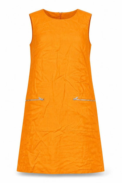 Sosander Womens Orange Polyester A-Line Size 8 Round Neck Zip