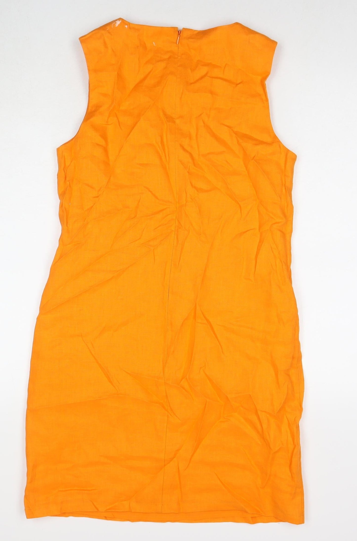 Sosander Womens Orange Polyester A-Line Size 8 Round Neck Zip