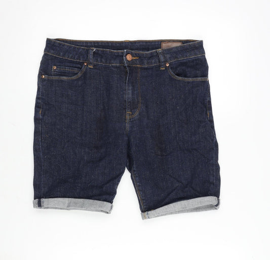 ASOS Mens Blue Cotton Bermuda Shorts Size 30 in L10 in Regular Zip