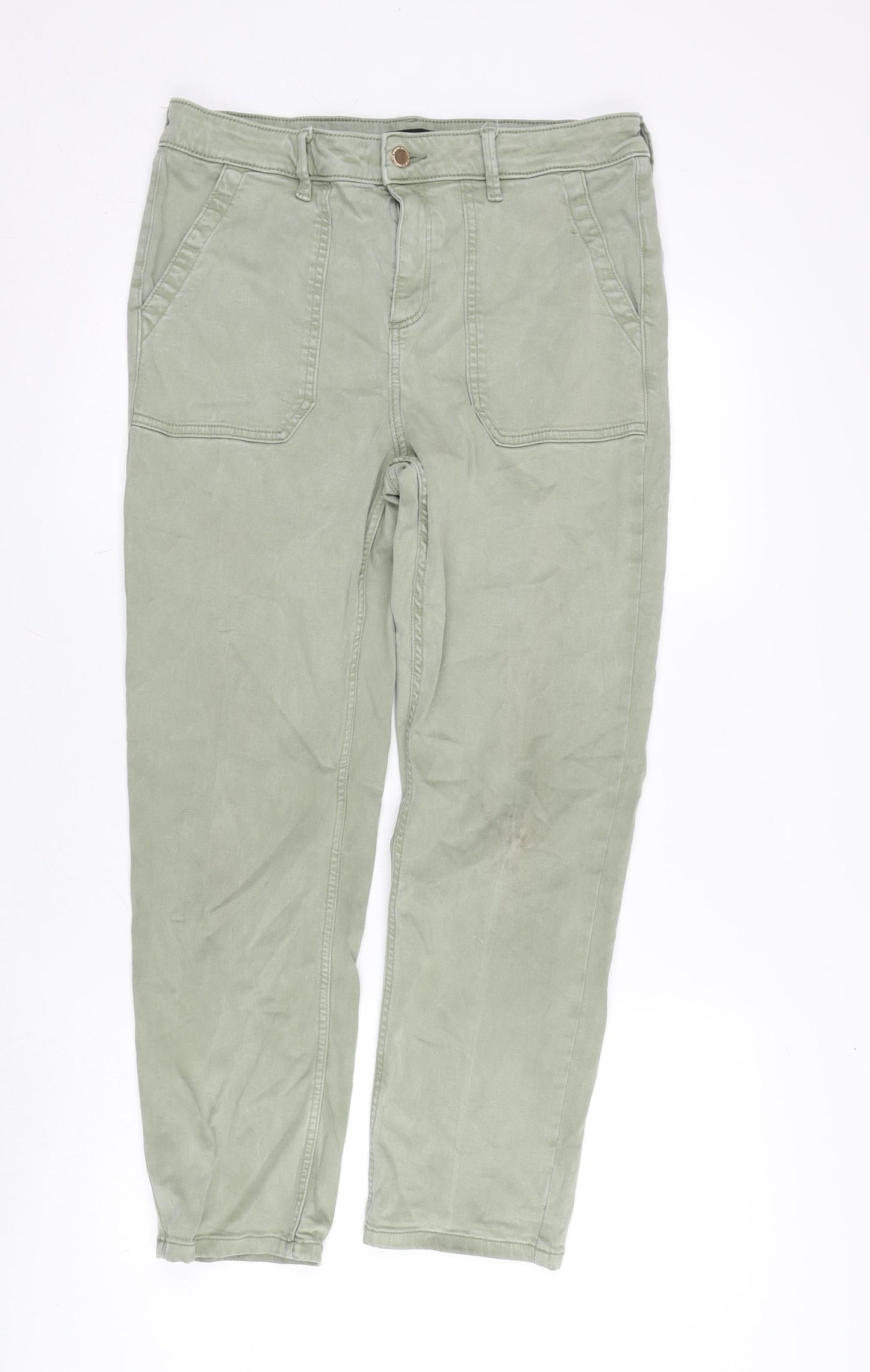 F&F Womens Green Polyester Straight Jeans Size 12 L27 in Regular Zip