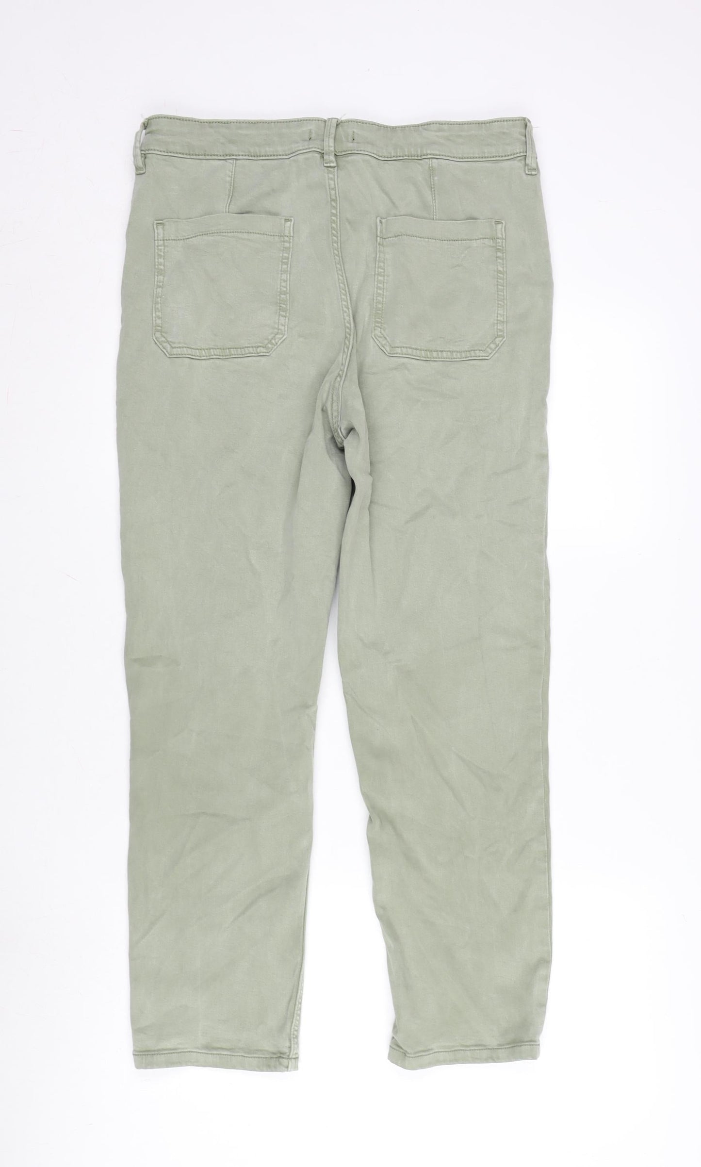 F&F Womens Green Polyester Straight Jeans Size 12 L27 in Regular Zip