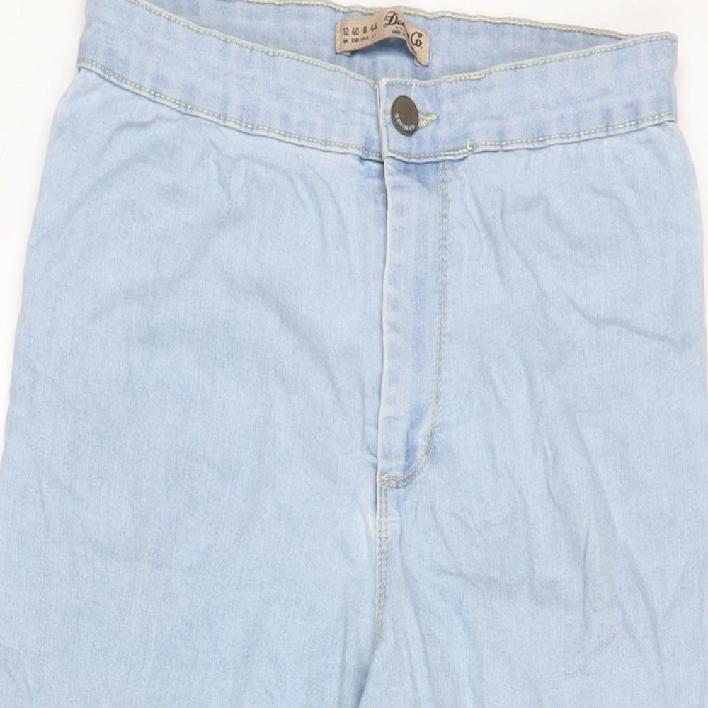 Denim & Co. Womens Blue Cotton Blend Cropped Jeans Size 12 L21.5 in Regular Zip - Raw Hem