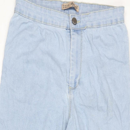 Denim & Co. Womens Blue Cotton Blend Cropped Jeans Size 12 L21.5 in Regular Zip - Raw Hem
