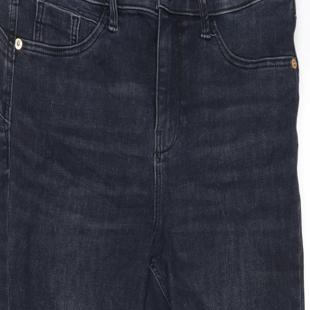 River Island Womens Blue Cotton Blend Tapered Jeans Size 12 L26 in Regular Zip