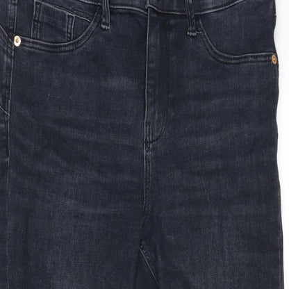River Island Womens Blue Cotton Blend Tapered Jeans Size 12 L26 in Regular Zip