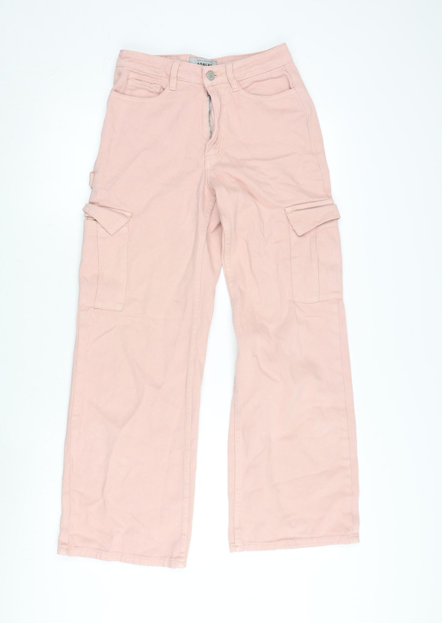 New Look Womens Pink Cotton Wide-Leg Jeans Size 6 L29 in Regular Zip