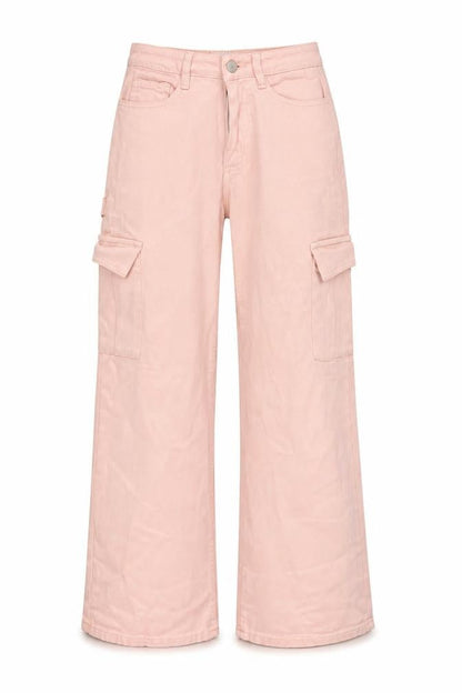 Womens UK Size 6 New Look Regular Fit Wide-Leg Pink Jeans