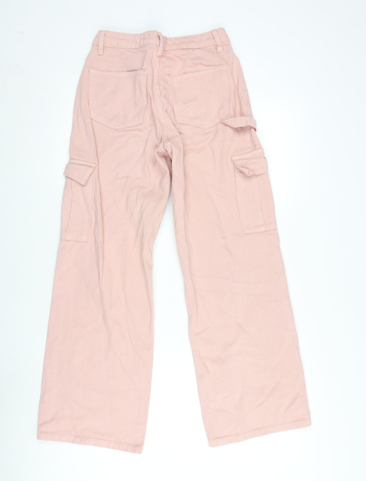 New Look Womens Pink Cotton Wide-Leg Jeans Size 6 L29 in Regular Zip