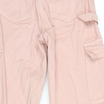 New Look Womens Pink Cotton Wide-Leg Jeans Size 6 L29 in Regular Zip