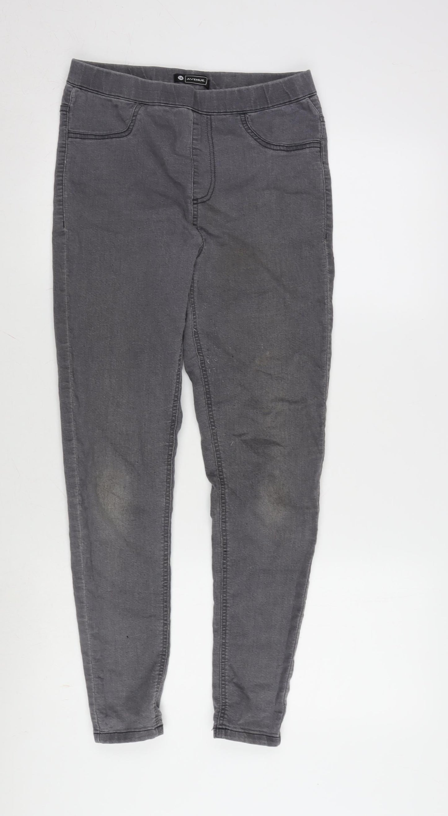 Avenue Womens Grey Cotton Blend Jegging Jeans Size 14 L27.5 in Regular