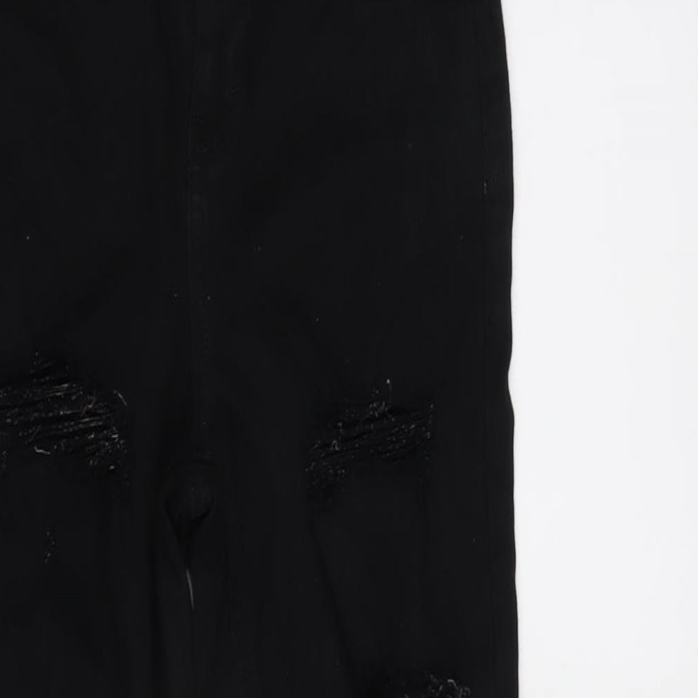Topshop Womens Black Cotton Blend Tapered Jeans Size 26 in L28 in Regular Zip