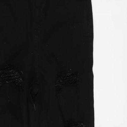 Topshop Womens Black Cotton Blend Tapered Jeans Size 26 in L28 in Regular Zip