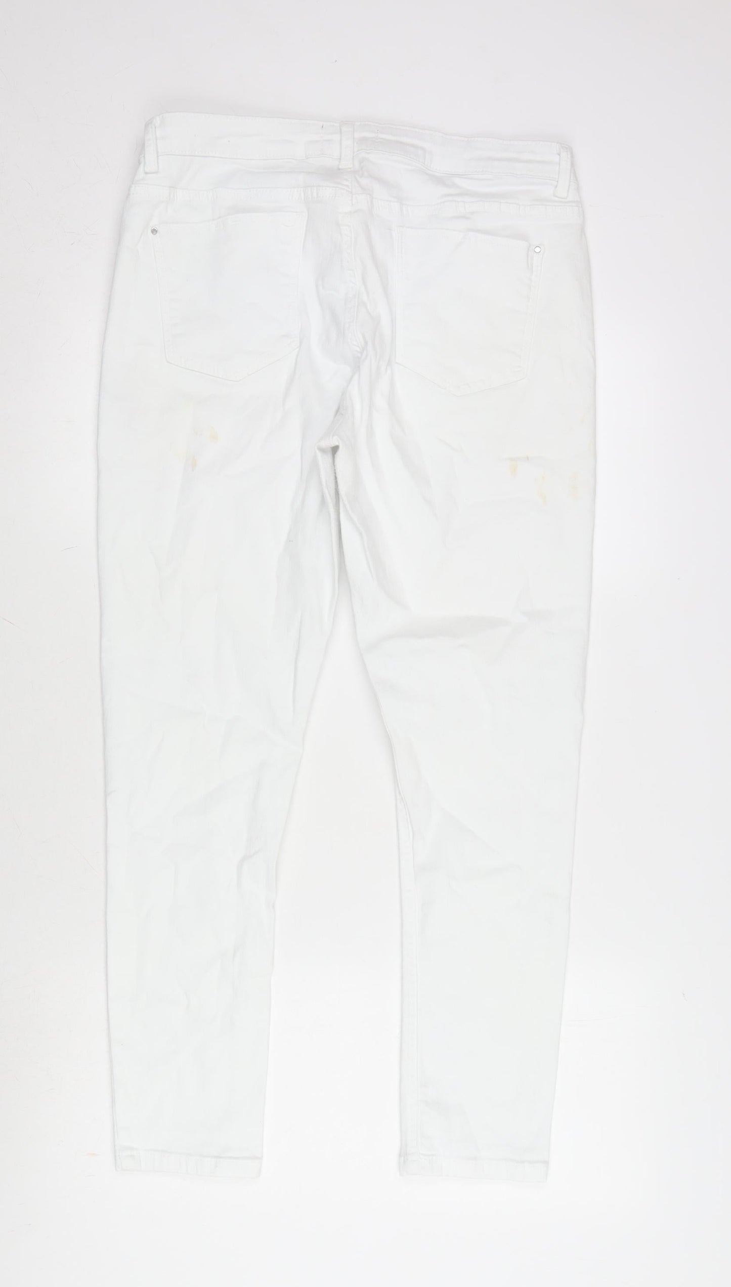 Dorothy Perkins Womens White Cotton Blend Straight Jeans Size 12 L27 in Regular Zip