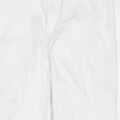 Dorothy Perkins Womens White Cotton Blend Straight Jeans Size 12 L27 in Regular Zip