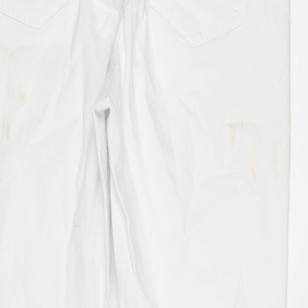 Dorothy Perkins Womens White Cotton Blend Straight Jeans Size 12 L27 in Regular Zip