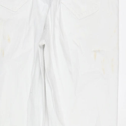 Dorothy Perkins Womens White Cotton Blend Straight Jeans Size 12 L27 in Regular Zip