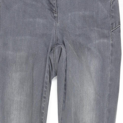 NEXT Womens Grey Cotton Blend Skinny Jeans Size 12 L31 in Regular Zip