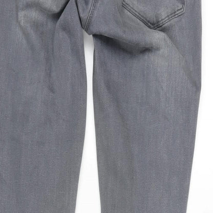 NEXT Womens Grey Cotton Blend Skinny Jeans Size 12 L31 in Regular Zip