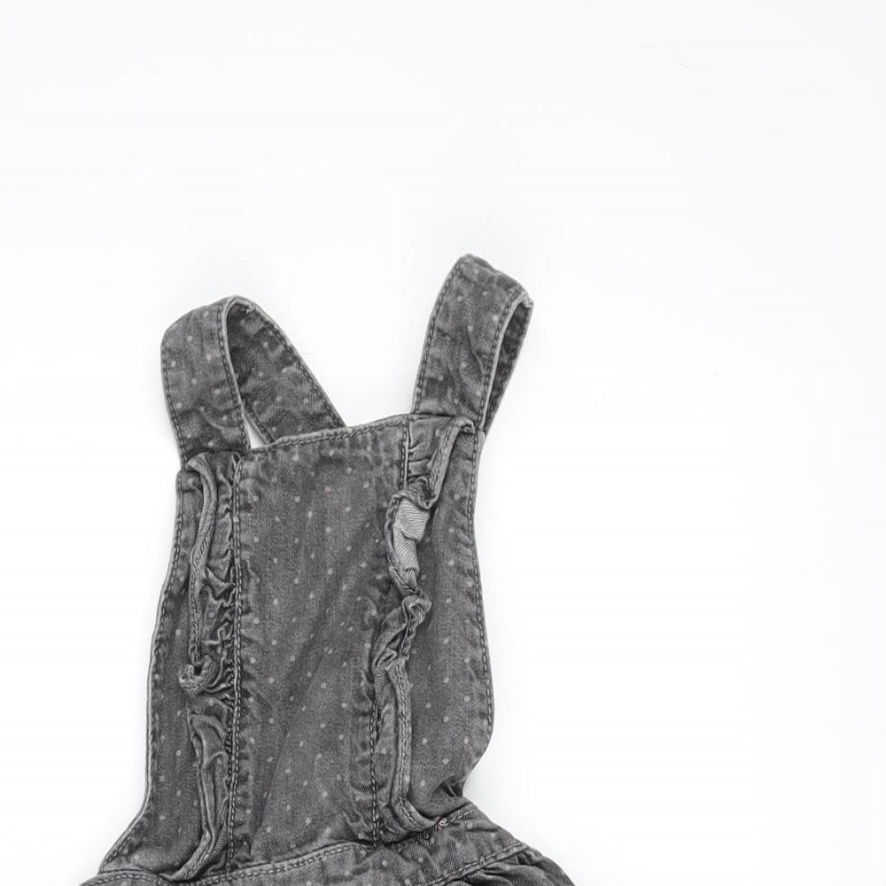 Mini Club Girls Grey Cotton Pinafore/Dungaree Dress Size 18-24 Months Square Neck