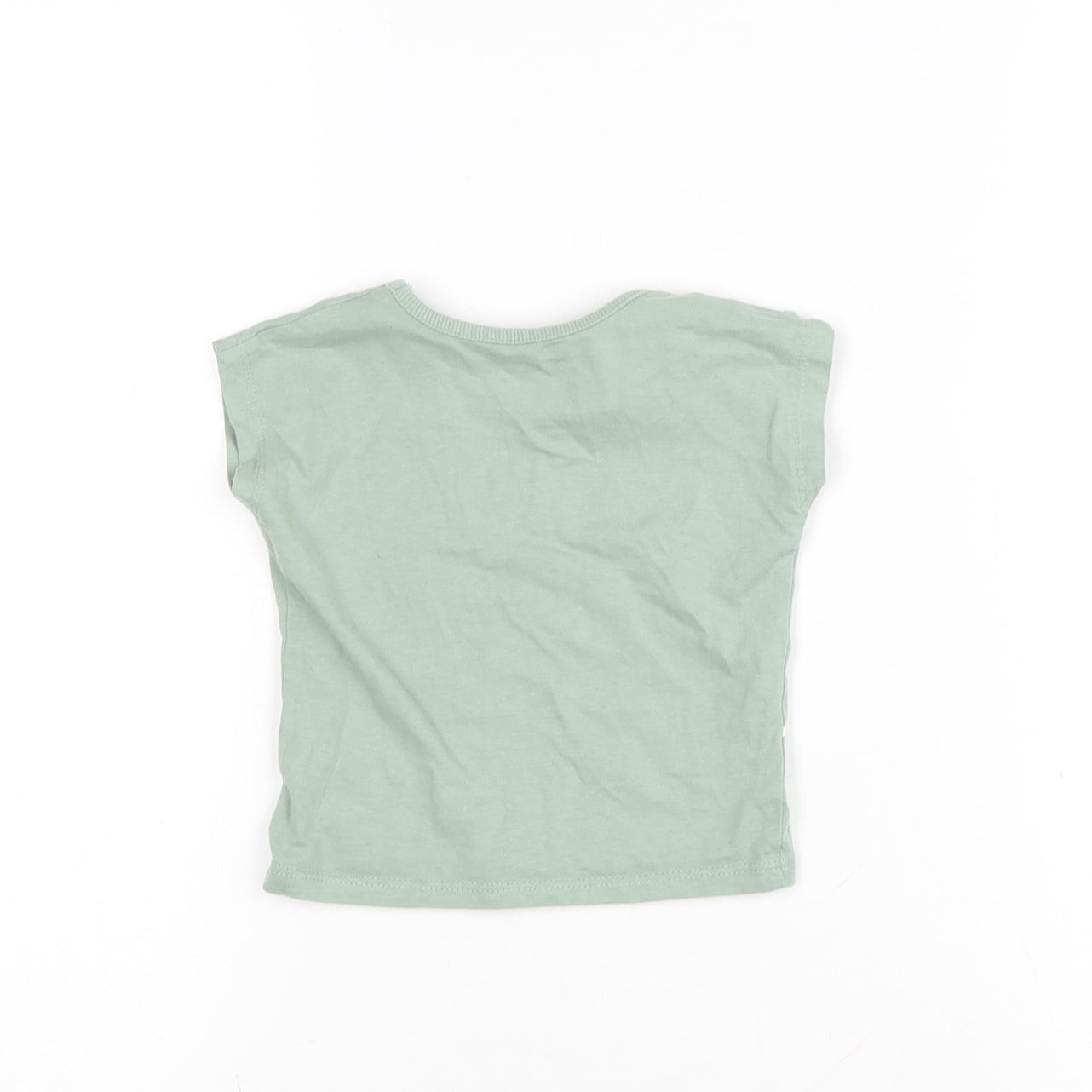 George Baby Green Cotton Basic T-Shirt Size 3-6 Months Crew Neck