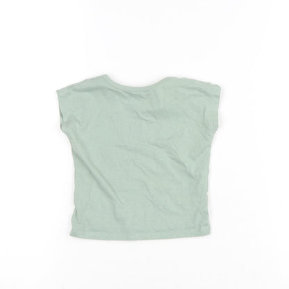 George Baby Green Cotton Basic T-Shirt Size 3-6 Months Crew Neck