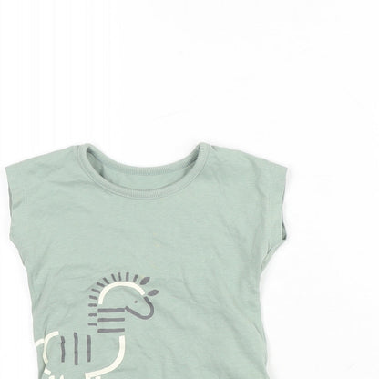 George Baby Green Cotton Basic T-Shirt Size 3-6 Months Crew Neck