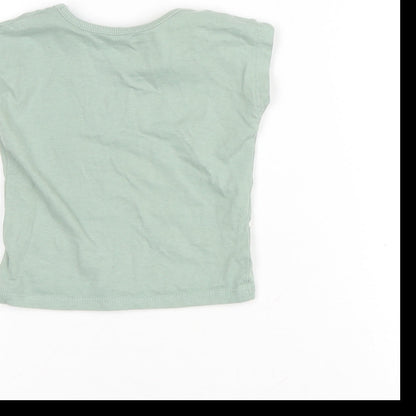 George Baby Green Cotton Basic T-Shirt Size 3-6 Months Crew Neck