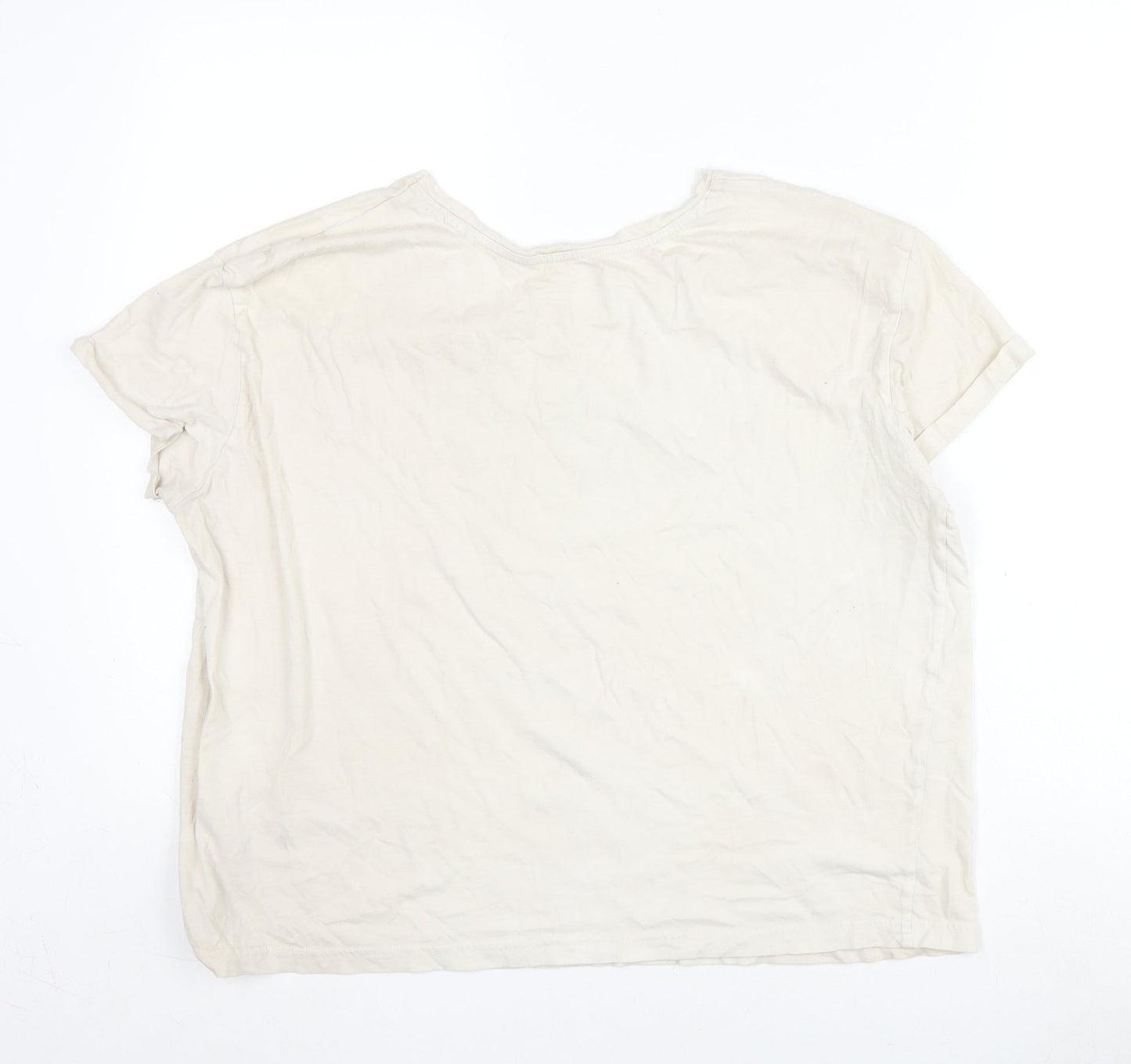 Marks and Spencer Womens Ivory Cotton Basic T-Shirt Size L Crew Neck