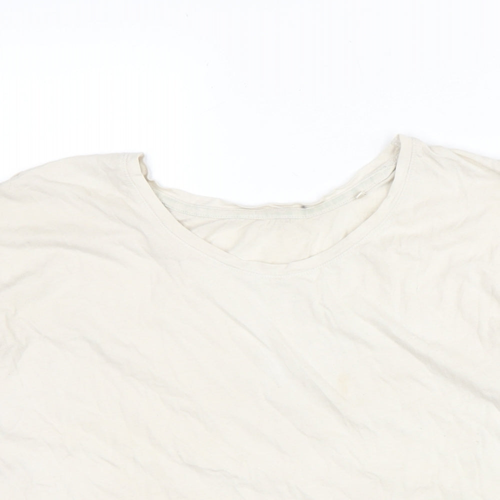 Marks and Spencer Womens Ivory Cotton Basic T-Shirt Size L Crew Neck
