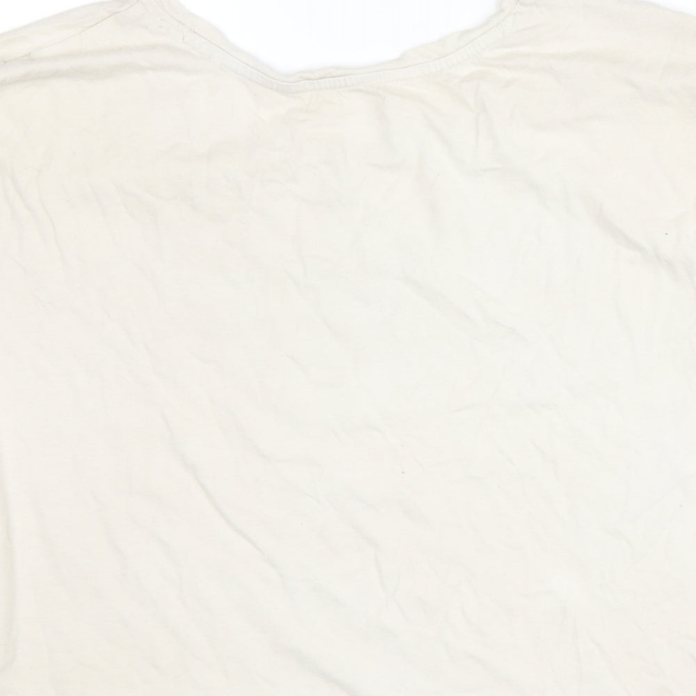 Marks and Spencer Womens Ivory Cotton Basic T-Shirt Size L Crew Neck