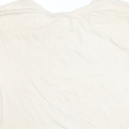 Marks and Spencer Womens Ivory Cotton Basic T-Shirt Size L Crew Neck