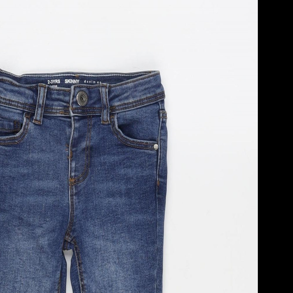 Denim & Co. Boys Blue Cotton Straight Jeans Size 2-3 Years Regular Button
