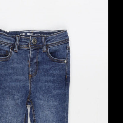 Denim & Co. Boys Blue Cotton Straight Jeans Size 2-3 Years Regular Button