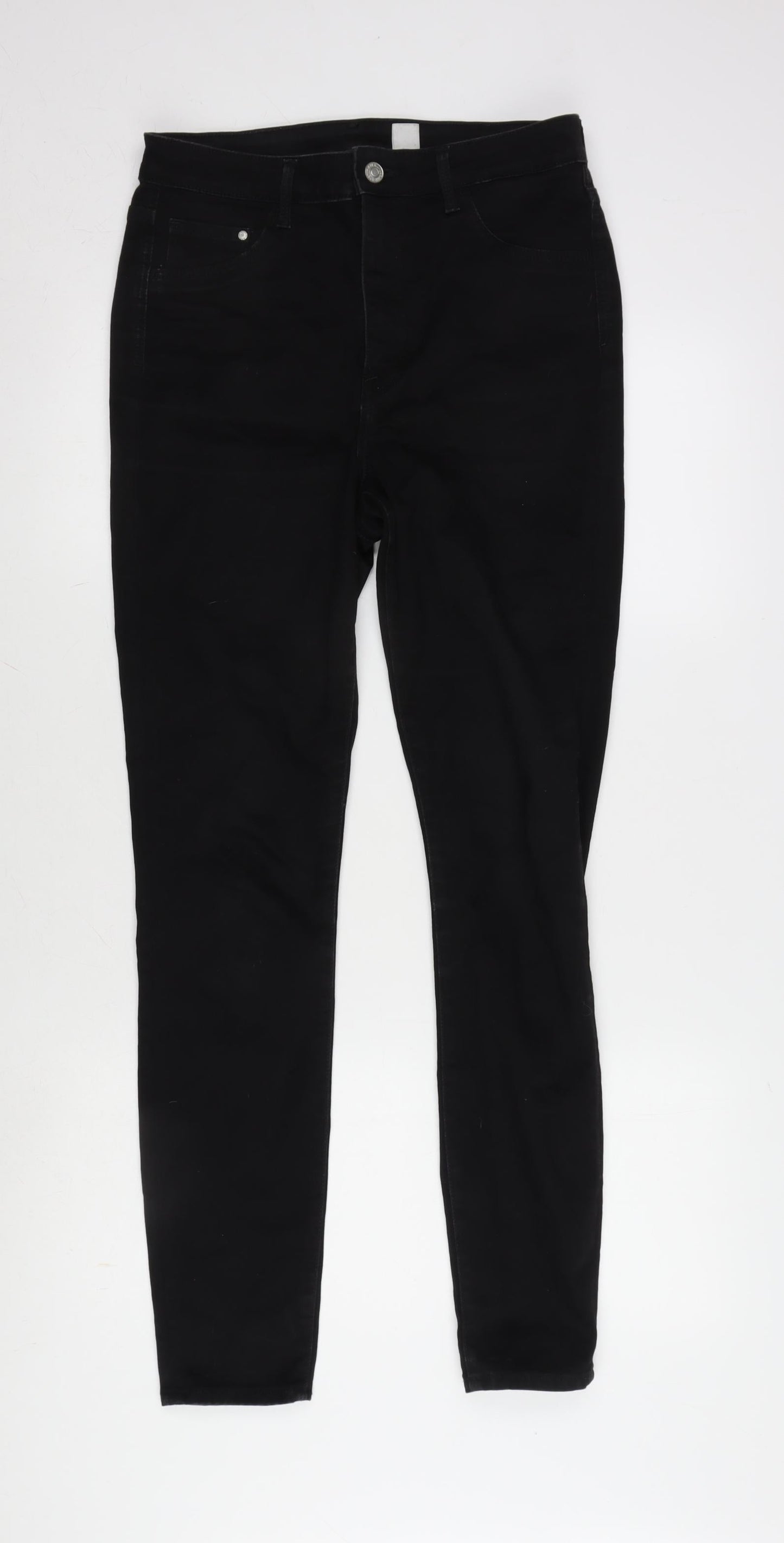 Womens UK Size 30 in H&M Regular Fit Tapered Black Jeans
