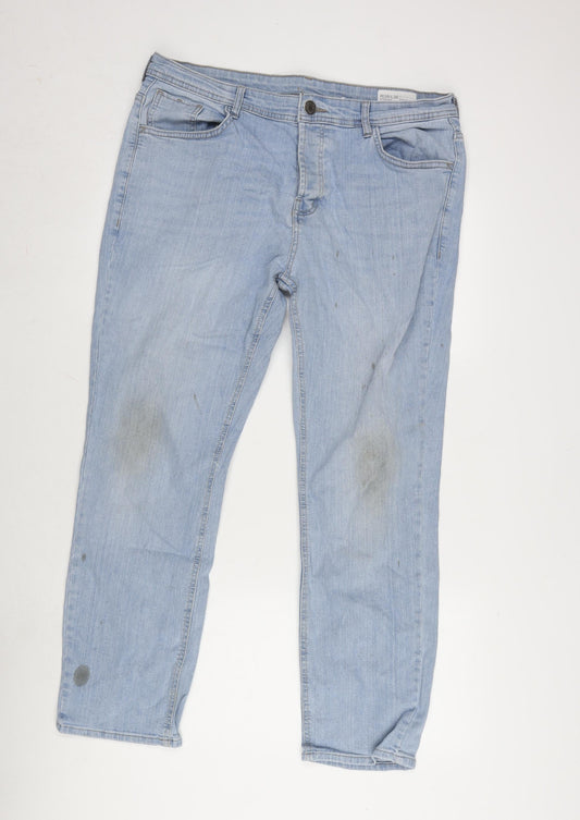 Denim & Co. Mens Blue Cotton Blend Straight Jeans Size 38 in L30 in Regular Zip