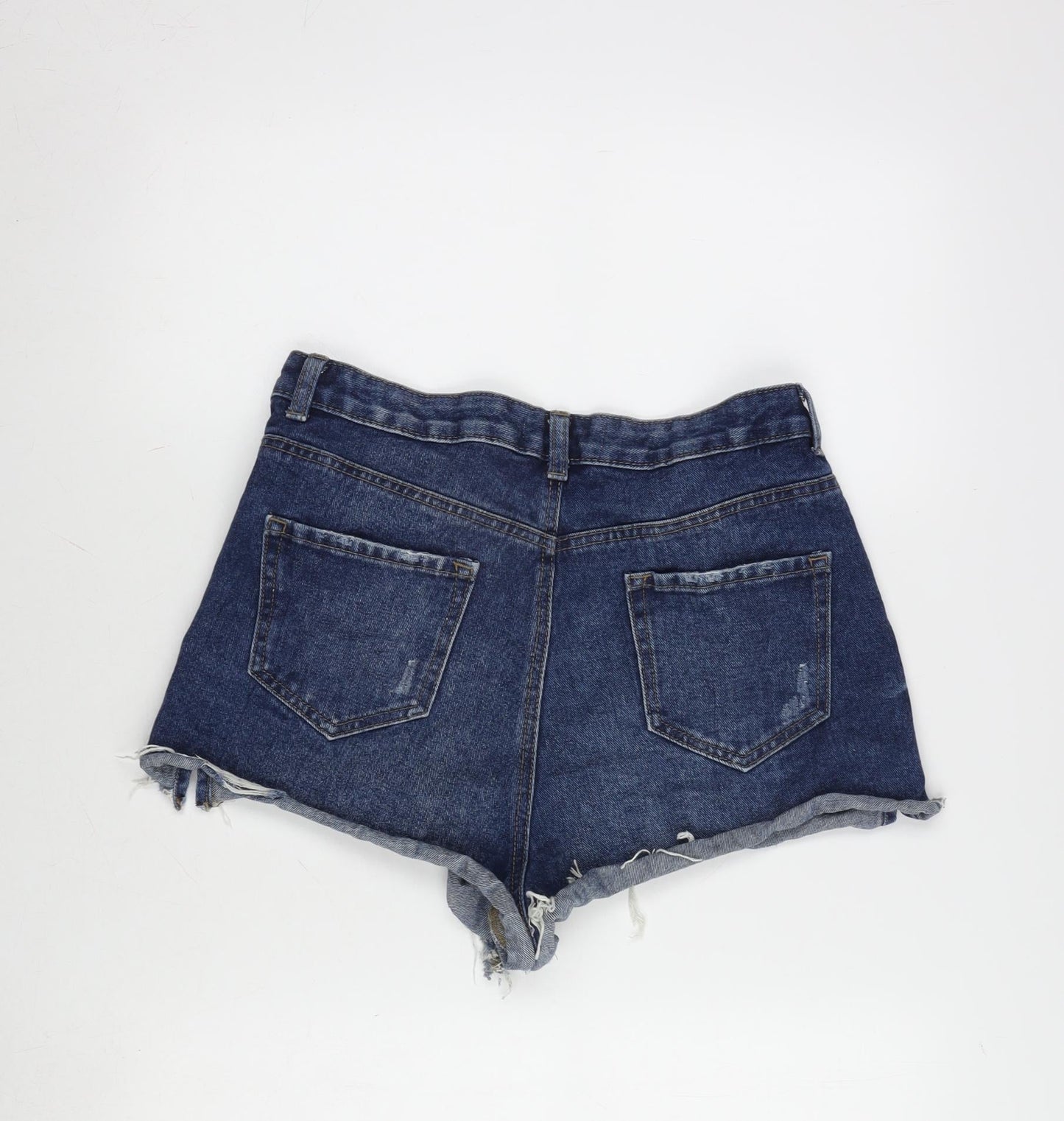 Denim & Co. Womens Blue Cotton Cut-Off Shorts Size 14 Regular Zip