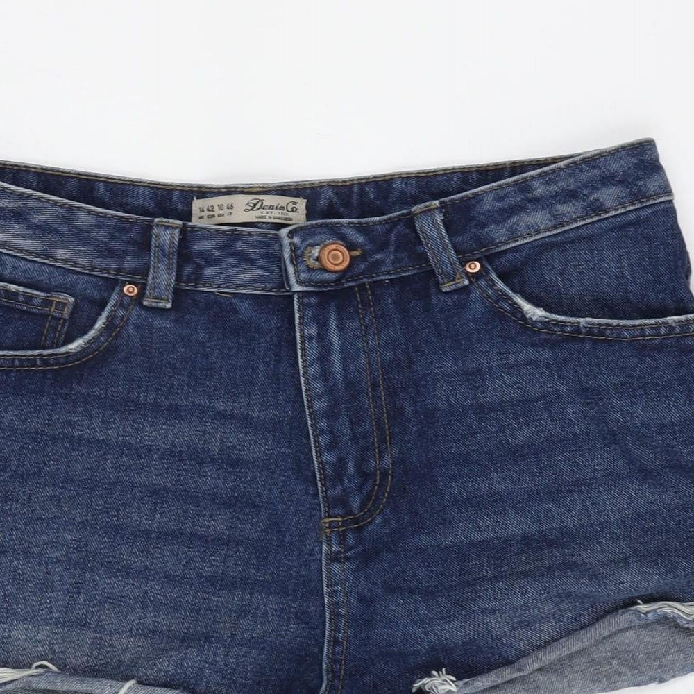 Denim & Co. Womens Blue Cotton Cut-Off Shorts Size 14 Regular Zip