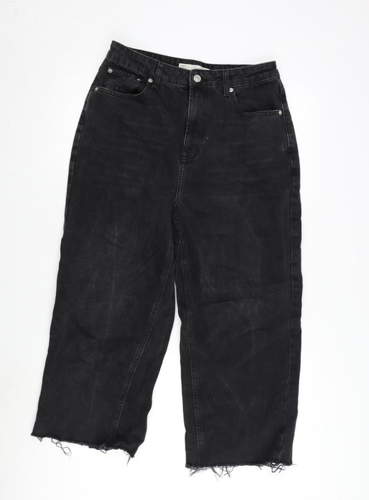 Topshop Womens Grey Cotton Cropped Jeans Size 30 in L22 in Regular Zip - Raw Hem