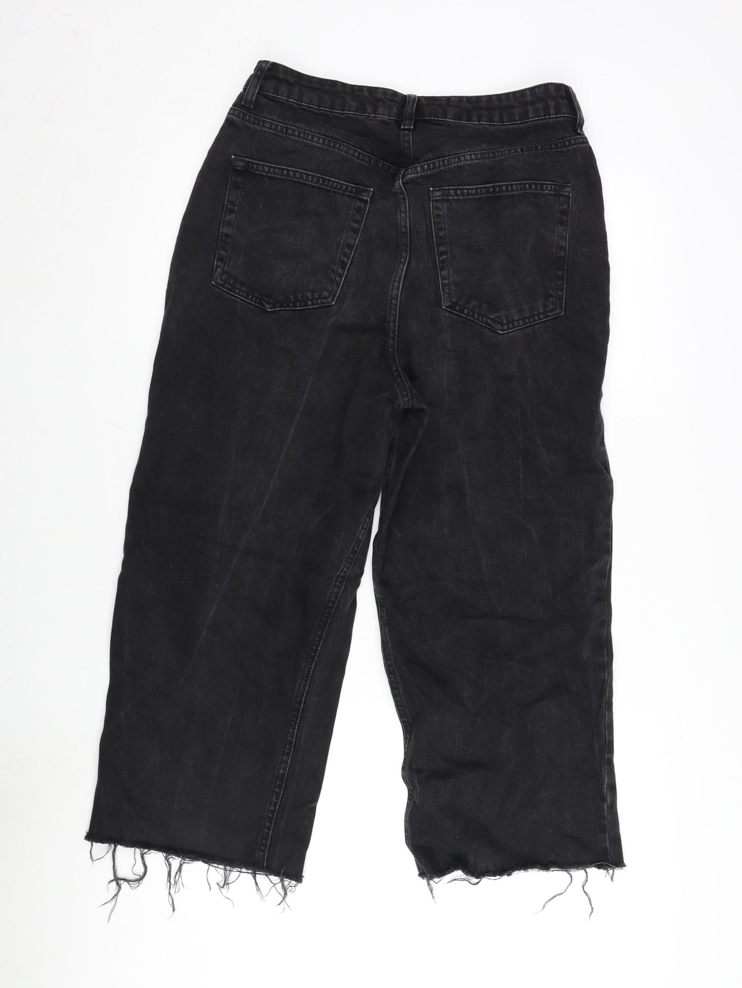 Topshop Womens Grey Cotton Cropped Jeans Size 30 in L22 in Regular Zip - Raw Hem